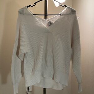 White V-neck Sweater Size Medium